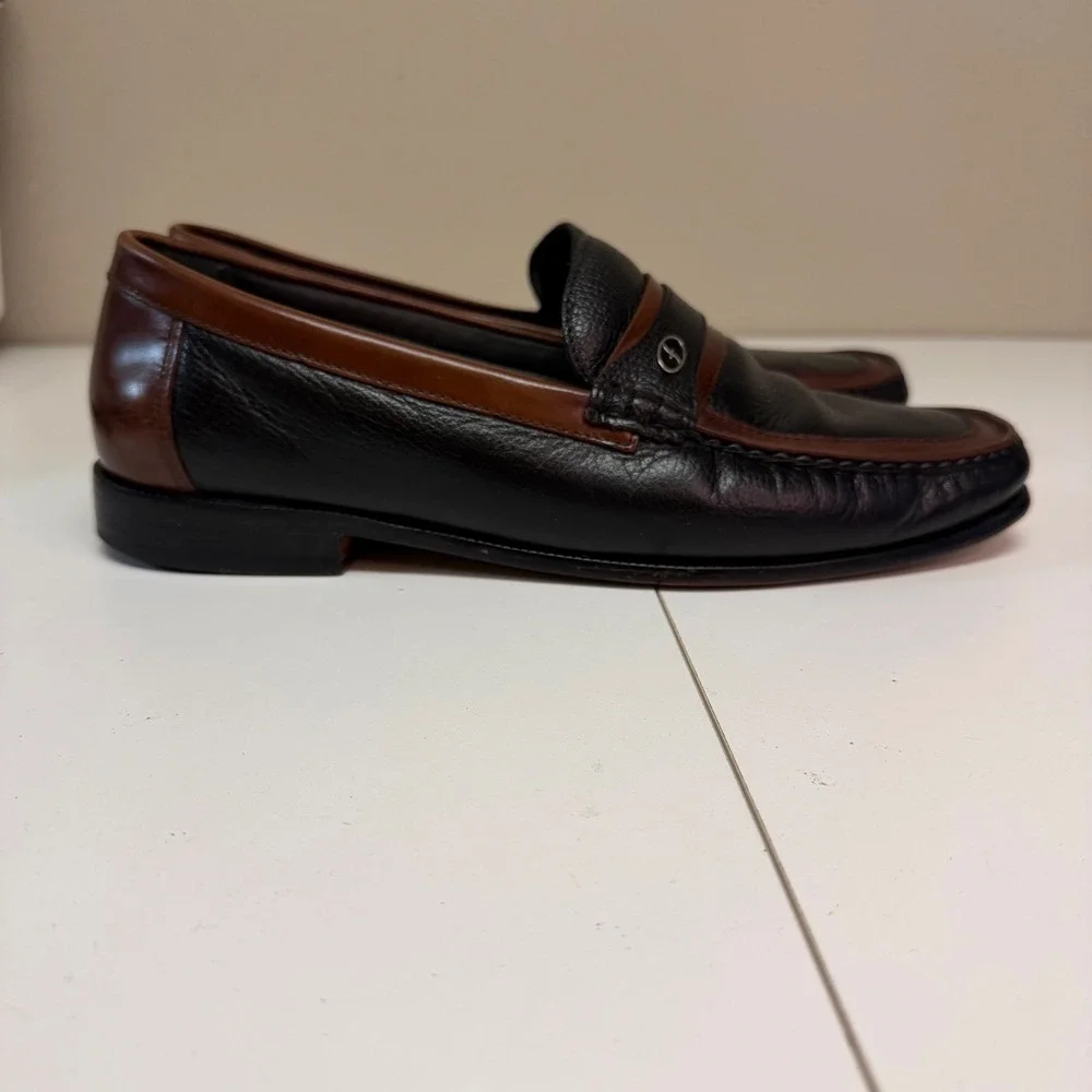 Florsheim Mens Two Tone Penny Loafers Black Brown Leather Dress Shoes K18258 11B